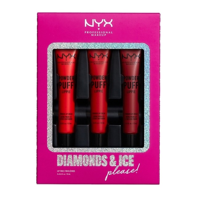 NYX PM Diamonds & Ice, Please Powder Puff Lip Trio Σετ Lip Powder 2 SET  ml
