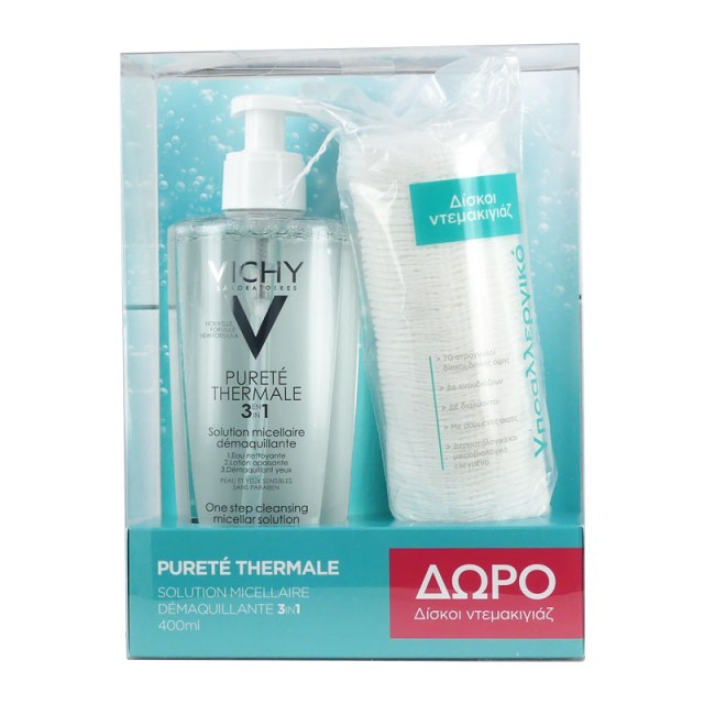 Vichy Set Purete Thermale Lotion Micellaire 3 in 1 400ml + Δώρο Δίσκοι Ντεμακιγιάζ