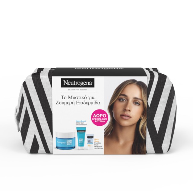 Neutrogena Set Hydro Boost με Water Gel Ενυδατική Κρέμα-Gel Προσώπου 50ml & Δώρο Water Gel Cleanser Ενυδατικό Καθαριστικό Προσώπου 15ml, Ultra Sheer Invisible Fluid Hydration Αντηλιακό Προσώπου SPF50 5ml & Νεσεσέρ 1τμχ ,1σετ