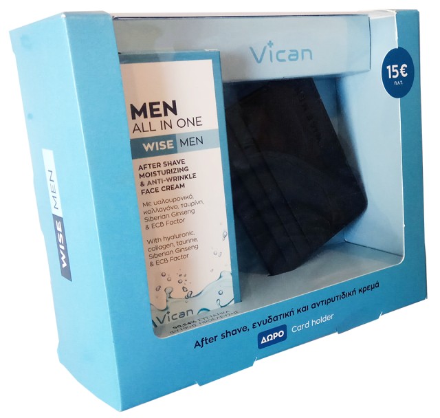 Vican Set Wise Men All In One After Shave, Ενυδατική και Αντιρυτιδική Κρέμα 50ml + Δώρο Θήκη για Κάρτες