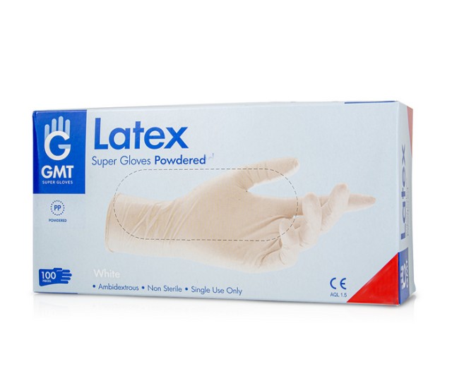 GMT Εξεταστικά Γάντια Latex με Πούδρα Medium 100τμχ