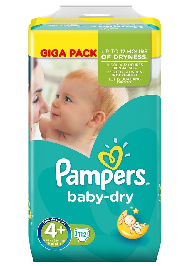 PAMPERS GIGA PACK Baby Dry Maxi Plus No4+ (9-20kg) 112τμχ