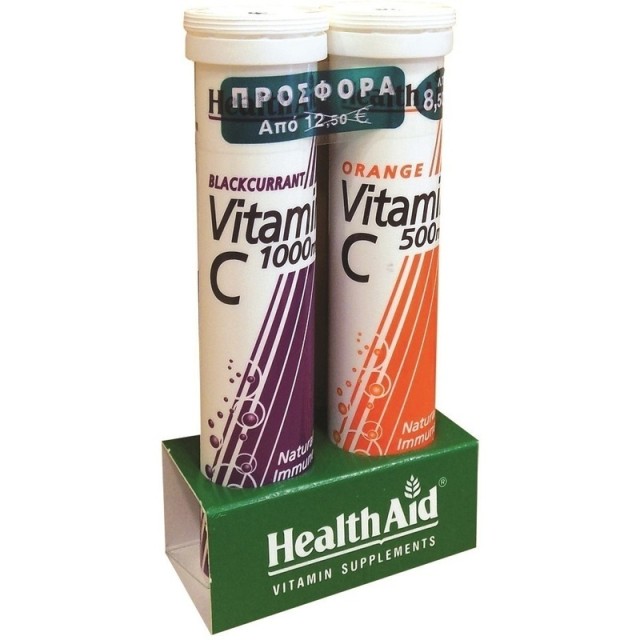 HEALTH AID Vitamin C 1000mg Φραγκοστάφυλο & 500mg Πορτοκάλι - 20 + 20 Tabs