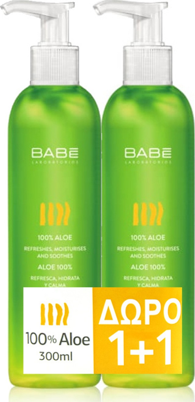 Babe Aloe 100% (2 x 300ml) - Ενυδατικό, Αναζωογονητικό Τζελ με Αλόη