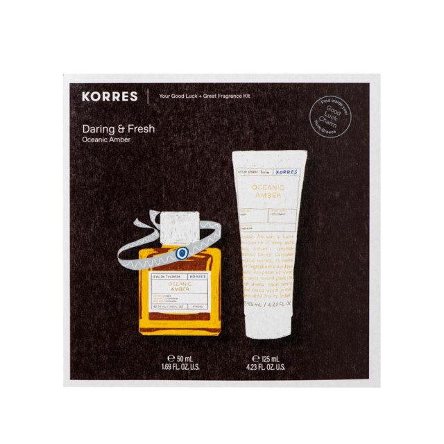 Korres Set Daring & Fresh Oceanic Amber Ανδρικό Άρωμα 50ml & Aftershave Balm 125ml & Δώρο Βραχιόλι Καλής Τύχης 1τμχ