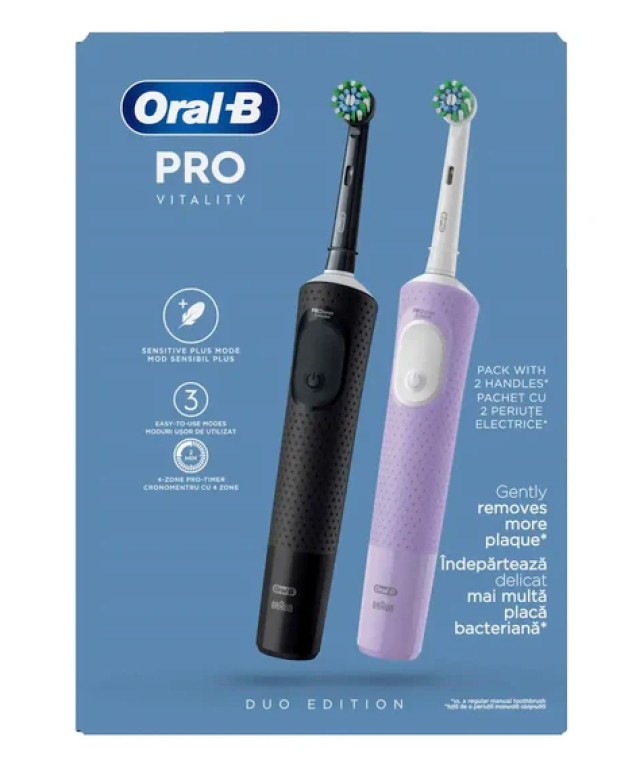 Oral-B Vitality Pro Gift Edition Black & Lila Duo Pack 2τμχ