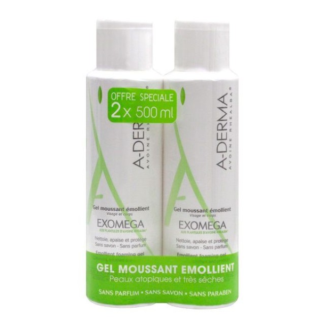 ADERMA Gel moussant emollient 2x500ml
