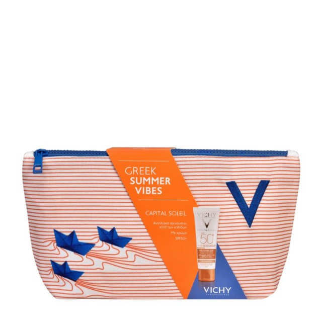 Vichy Set Capital Soleil Anti-Dark Spots Promo 3in1 SPF50+ Αντηλιακή Κρέμα Προσώπου Κατά των Κηλίδων με Χρώμα + Δώρο Νεσεσέρ