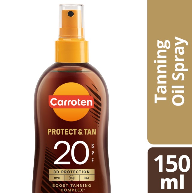 Carroten Protect & Tan Spray 3D Protection Αντηλιακό Λάδι Mαυρίσματος για Σώμα SPF20 150ml
