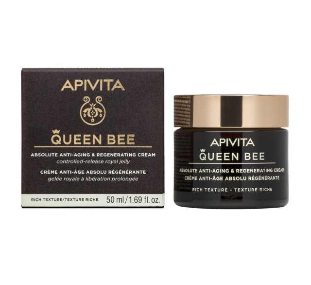 Apivita Queen Bee Κρέμα Απόλυτης Αντιγήρανσης Πλούσιας Υφής με Βασιλικό Πολτό Ελεγχόμενης Αποδέσμευσης 50ml