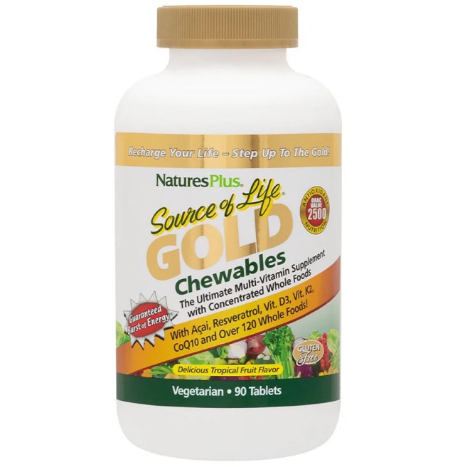 Nature's Plus Source of Life GOLD Chewables Tropical Fruit 90 Veg. tablets