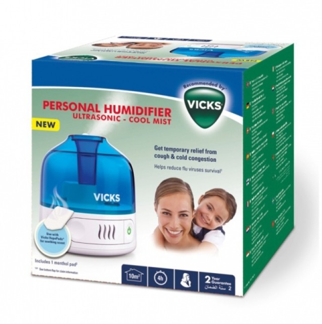 Vicks Personal Humidifier Ultrasonic Cool Mist VUL505E4 Ατομικός Υγραντήρας Υπερήχων 1τμχ