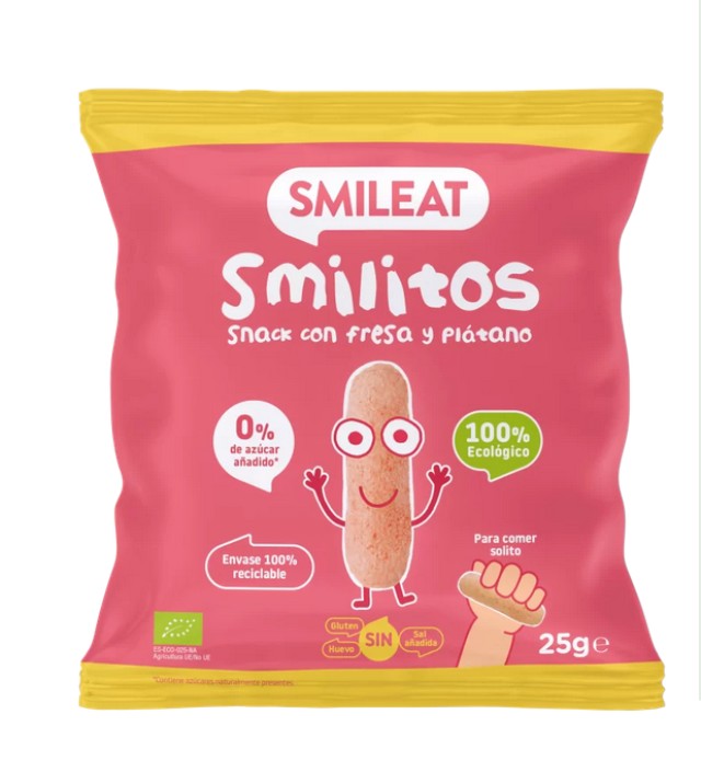 Smileat Σνακ Καλαμποκιού με Φράουλα Μπανάνα Smilitos Χωρίς Γλουτένη ΒΙΟ 25gr