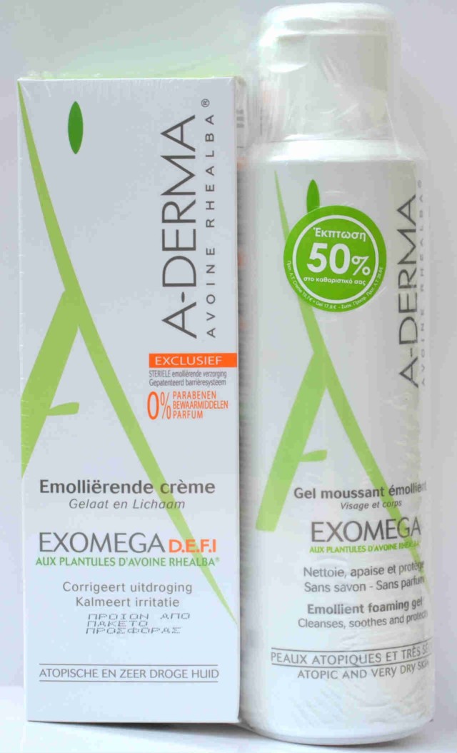 ADERMA Exomega Cream DEFI 200ml + Exomega Gel moussant 500ml