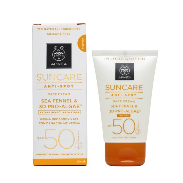 Apivita Suncare Anti-Spot Tinted Face Cream Κατά των Πανάδων με Χρώμα SPF50 με Sea Fennel & 3D PRO-ALGAE® 50ml