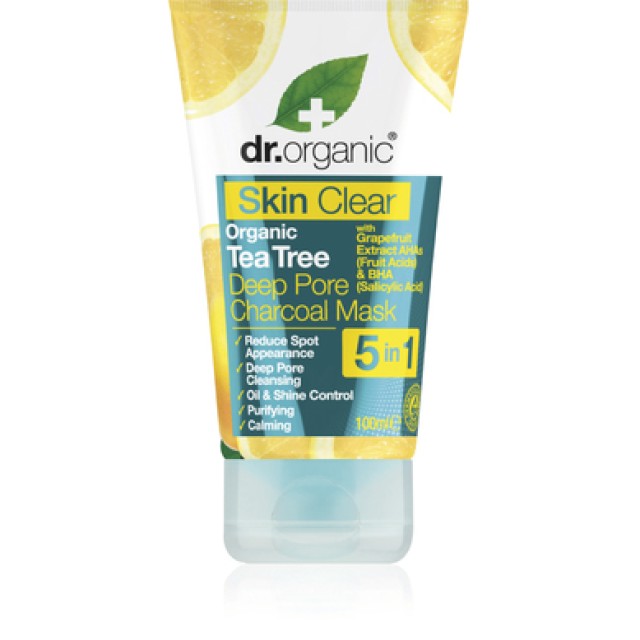 DR.ORGANIC Skin Clear Organic Tea Tree Deep Pore Charcoal Mask 100ml