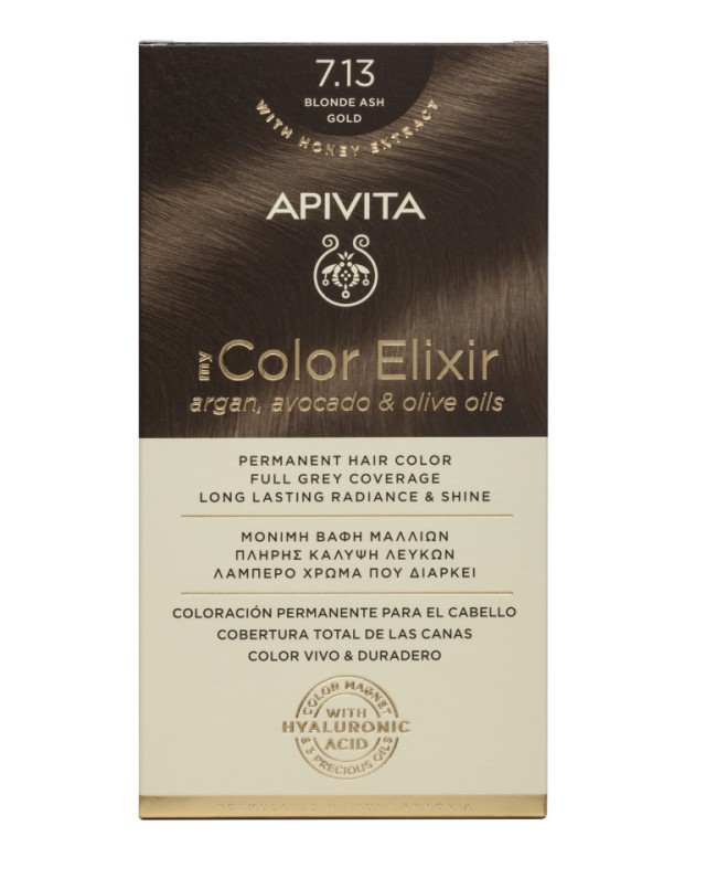 Apivita My Color Elixir kit Μόνιμη Βαφή Μαλλιών 7.13 ΞΑΝΘΟ ΣΑΝΤΡΕ ΜΕΛΙ