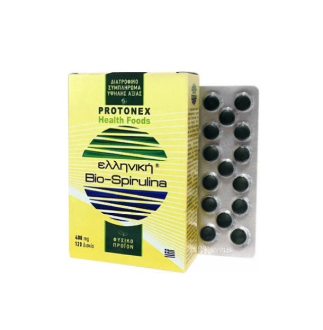 Protonex Ελληνική Bio-Spirulina 400mg δεν Περιέχει Ιώδιο 120 δισκία