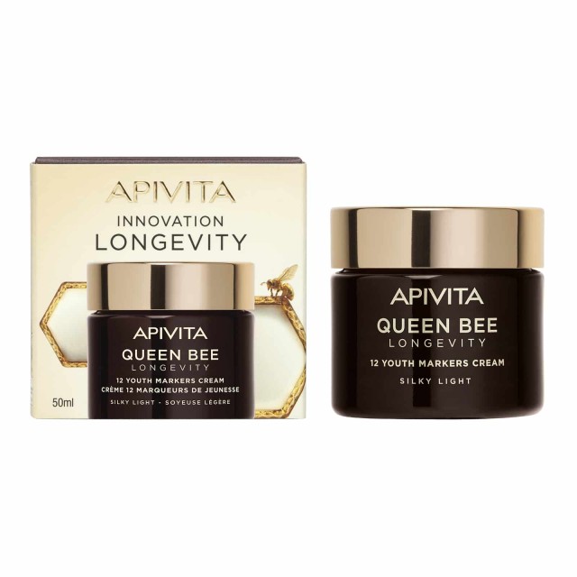 Apivita Queen Bee Longevity Light Day Cream Ελαφριά Βελούδινη Κρέμα Για Δράση Σε 12 Δείκτες Νεότητας 50ml