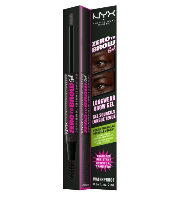 Nyx Professional Makeup Zero To Brow Gel Υγρό Τζελ Φρυδιών Black 1τμχ