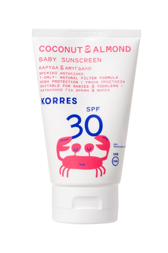 Korres Coconut & Almond Baby Sunscreen Emulsion Spf30 Βρεφικό Αντηλιακό Γαλάκτωμα με Ένα Μόνο Φυσικό Φίλτρο 100ml