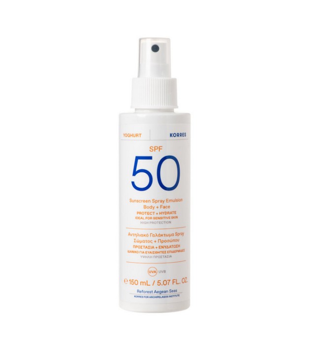 Korres Yoghurt Sunscreen Spray Emulsion Face & Body Spf50 for Sensitive Skin 150ml