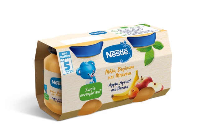 Nestle Παιδική Τροφή με Μήλο, Βερίκοκο και Μπανάνα 2Χ125gr