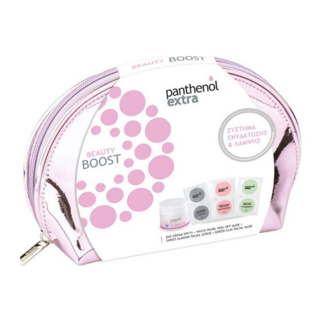 Medisei Panthenol Extra Beauty Boost Set Day Cream spf15 50ml + Medisei Panthenol Extra White Pearl Peel Off Mask 10ml + Medisei Panthenol Extra Sweet Almond Facial Scrub 2x8ml + Medisei Panthenol Extra Green Clay Facial Mask 2x8ml