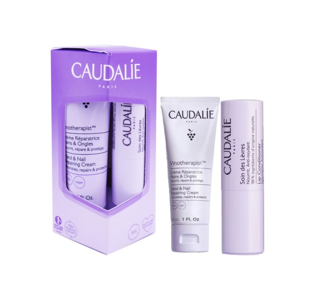 Caudalie Set Vinotherapist Hand & Nail Repairing Cream 30ml + Soin des Levres Lip Conditioner 4,5gr