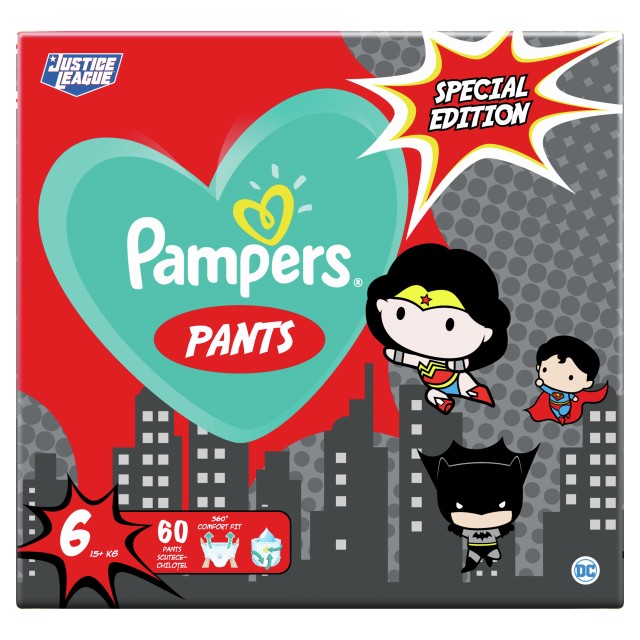 Pampers Pants No.6 Justice League (15+ Kg) 60 Πάνες Βρακάκι Special Edition