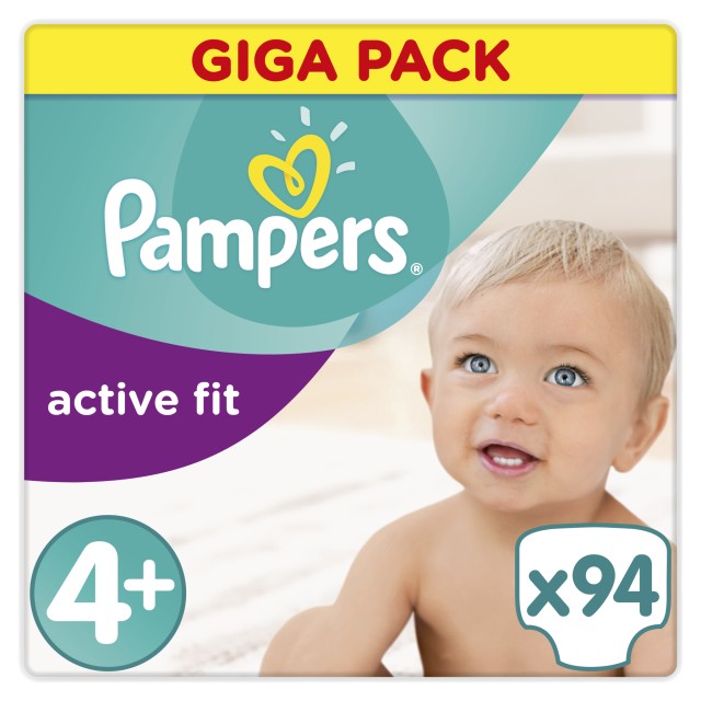 PAMPERS GIGA PACK ACTIVE FIT Maxi Plus No4+ (9-20kg) 94τμχ