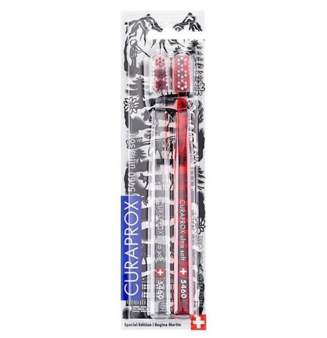 Curaprox CS 5460 Ultra Soft Duo Swiss Special Edition Διάφανο-Κόκκινο 2τμχ