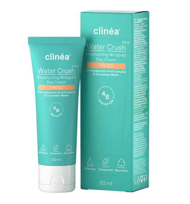 Clinea Water Crush Tinted SPF15 Ενυδατική Κρέμα Ημέρας με Χρώμα 50ml