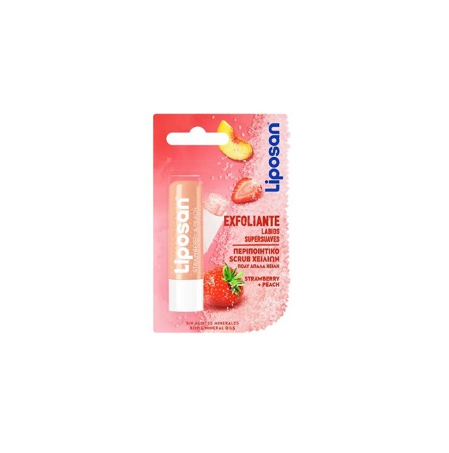 Liposan Exfoliating Lip Scrub Strawberry & Peach Περιποιητικό Scrub Χειλιών με Φράουλα και Ροδάκινο 4,8gr