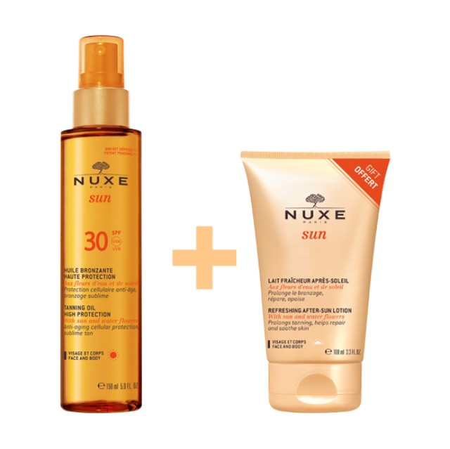 Nuxe Sun Tanning Oil High Protection SPF30 Λάδι Μαυρίσματος για Πρόσωπο & Σώμα 150ml + Δώρο Nuxe Sun After Sun Lotion Πρόσωπο-Σώμα 100ml