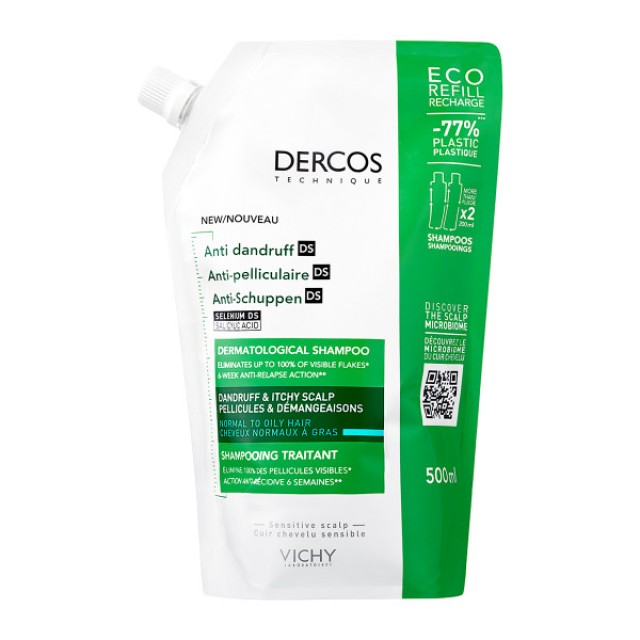 Vichy Dercos Anti Dandruff Eco Refill Σαμπουάν κατά της Πιτυρίδας για Κανονικά Μαλλιά 500ml