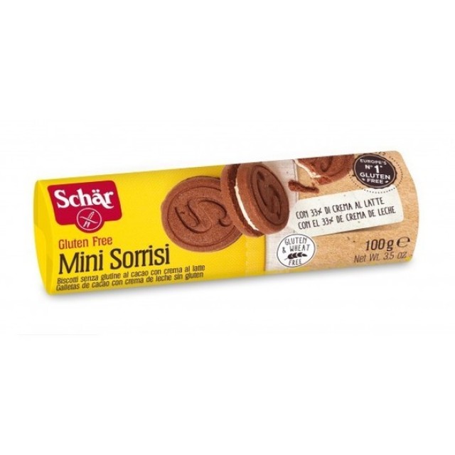 Schar Mini Sorrisi Μίνι Μπισκότα Σοκολάτας με Γέμιση Κρέμα Βανίλιας 100gr