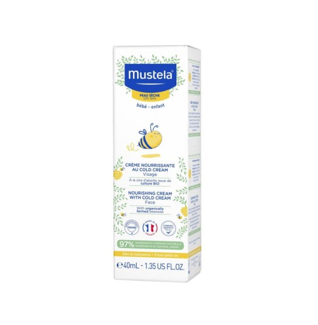 Mustela Nourishing Cold Cream Βρεφική Κρέμα Ενυδάτωσης Προσώπου με Βιολογικό κερί μέλισσας 40ml