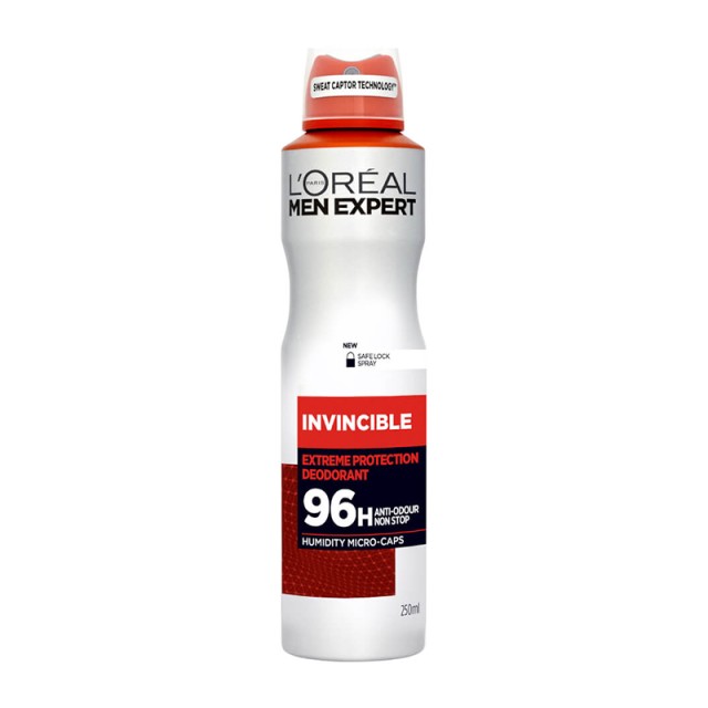 L'Oreal Paris  Men Expert Invincible Spray, 96ωρη πολύ υψηλή προστασία ενάντια στoν ιδρώτα 150ml