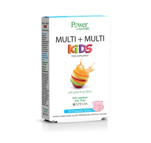 Power Health Multi + Multi Kids Stevia με Φρουτένια Γεύση 30 Μασώμενα Δισκία