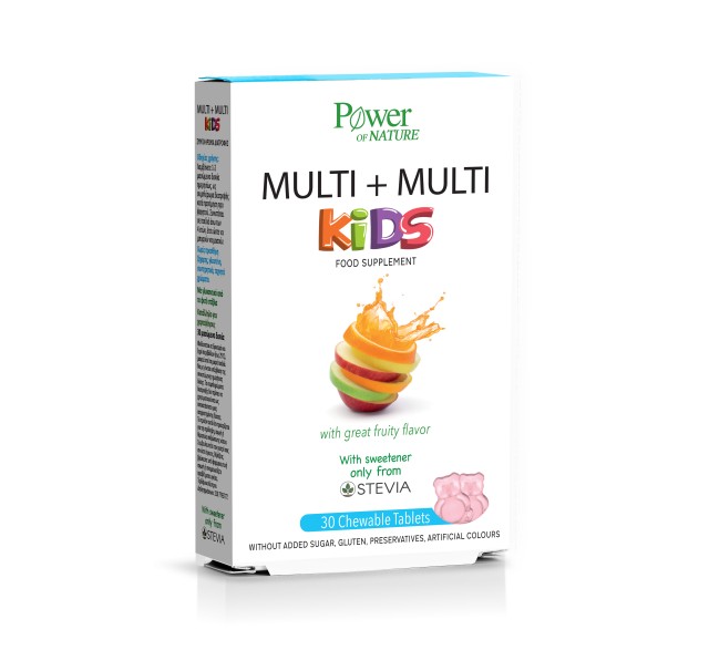 Power Health Multi + Multi Kids Stevia με Φρουτένια Γεύση 30 Μασώμενα Δισκία