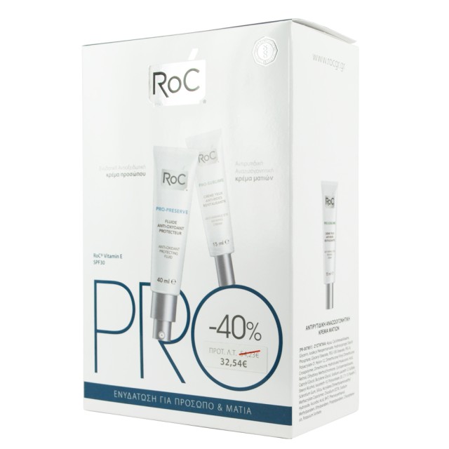 ROC Pro-Preserve Ενυδατική Κρέμα Προσώπου Λεπτόρρευστης Υφής 40ml + Pro-Sublime Αντιρυτιδική Κρέμα Ματιών 15ml