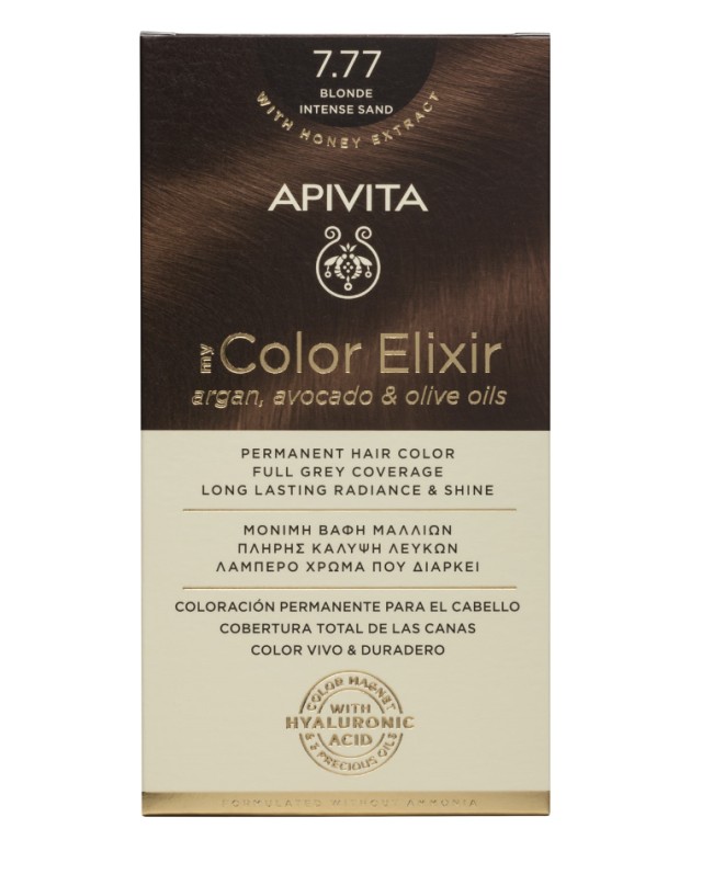 Apivita My Color Elixir kit Μόνιμη Βαφή Μαλλιών 7.77 ΞΑΝΘΟ ΕΝΤΟΝΟ ΜΠΕΖ