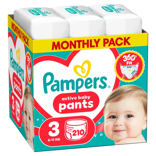 Pampers Active Baby Pants Monthly Pack Νο3 (6-11kg) 210 Πάνες