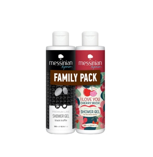 Messinian Spa Set Premium Line Black Truffle Shower Gel 300ml & Shower Gel I Love You Cherry Much Shea Butter 300ml