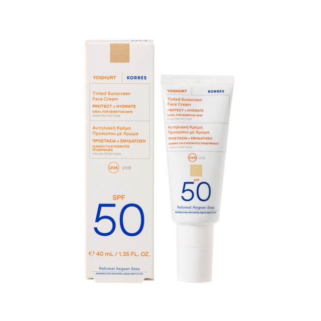 Korres Yoghurt Tinted Sunscreen Face Cream Spf50 for Sensitive Skin 40ml