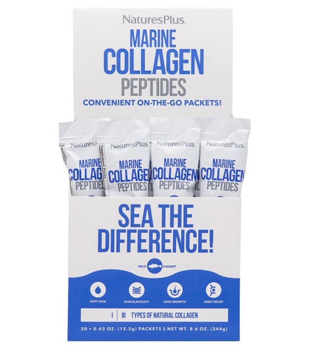 Natures Plus Marine Collagen Peptides Συμπλήρωμα Διατροφής σε Μονοδόσεις με Θαλάσσιο Κολλαγόνο για Ενίσχυση της Ελαστικότητας & της Υγείας του Δέρματος, 20x12.2gr