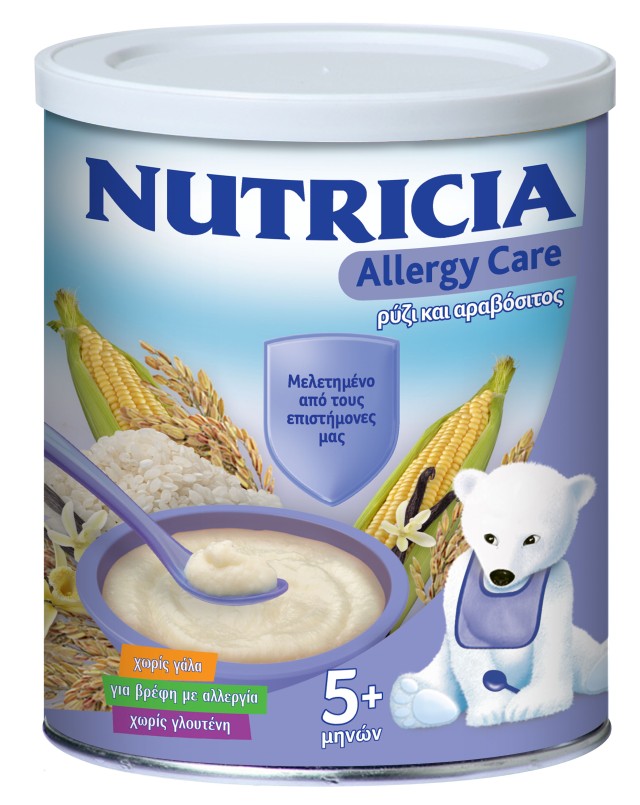 NUTRICIA Allergy Care Ρύζι και Αραβόσιτος για βρέφη με αλλεργία, 5+ μηνών, 300gr