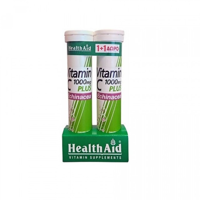 Health Aid Echinacea Vitamin C 1000mg Lemon και Echinacea Vitamin C 1000mg Lemon 2 x 20 αναβράζοντα δισκία