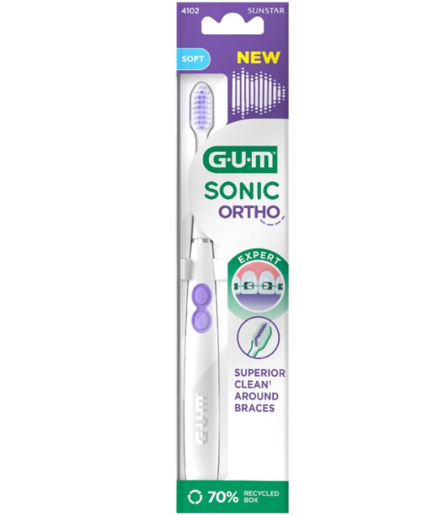 Gum 4102 Sonic Ortho Ηλεκτρική Οδοντόβουρτσα Μπαταρίας 1τμχ